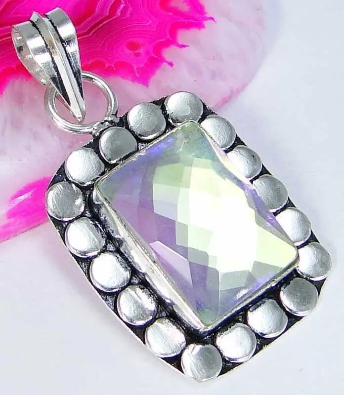 Aqua Mystic & 925 Silver Handmade Elegant Pendant & gift-box & silver chain "Handmade"