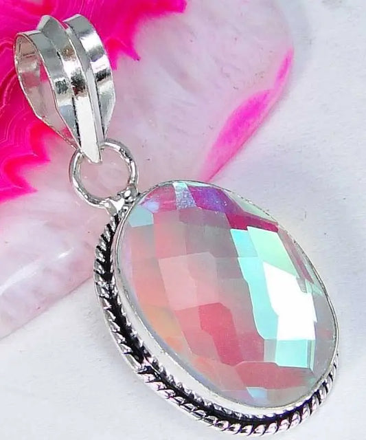 AquaMystic & 925Silver HandmadeElegantsPendant 37mm G77-33171&925Silver chain "Handmade"