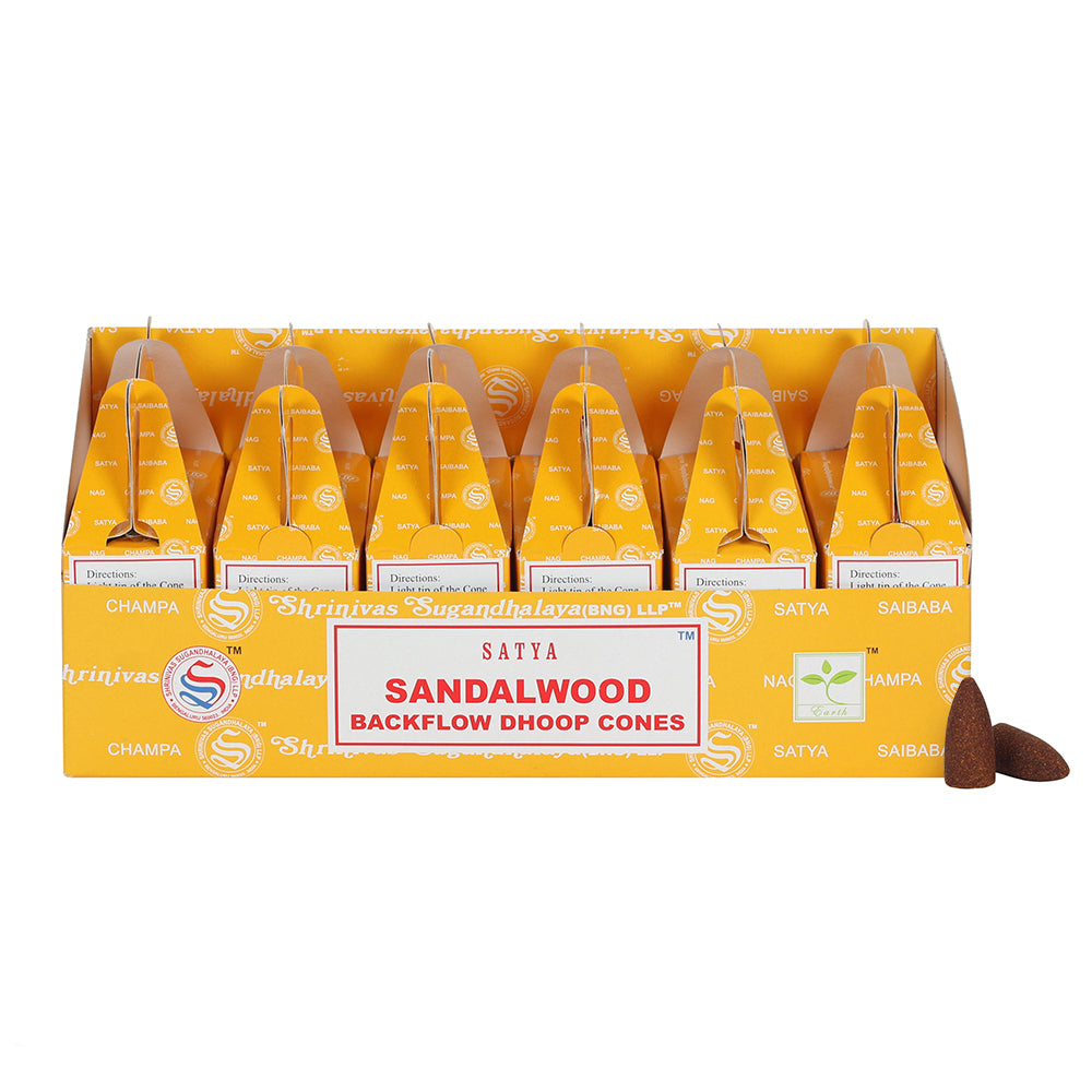 Set of 6 Packets of Satya Sandalwood Backflow Dhoop Cones Wonkey Donkey Bazaar