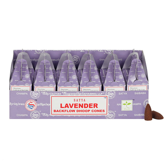 Set of 6 Packets of Satya Lavender Backflow Dhoop Cones Wonkey Donkey Bazaar