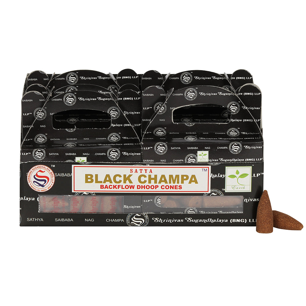 Set of 6 Packets of Black Champa Backflow Dhoop Cones by Satya Wonkey Donkey Bazaar