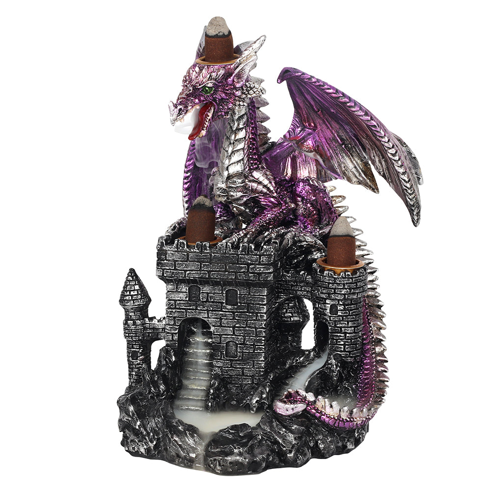 Purple Dragon on Castle Backflow Incense Burner Wonkey Donkey Bazaar