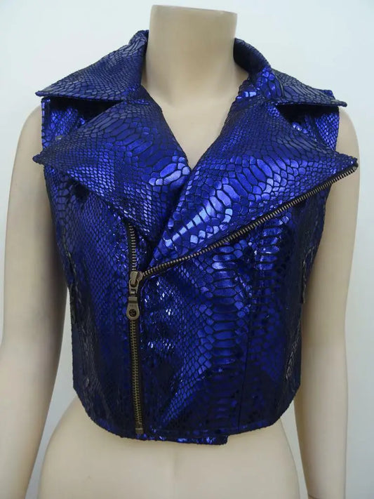 BITCHING & JUNKFOOD ladies purple snakeskin jacket SMALL 8 - 10 PUNK GOTH BITCHING & JUNKFOOD