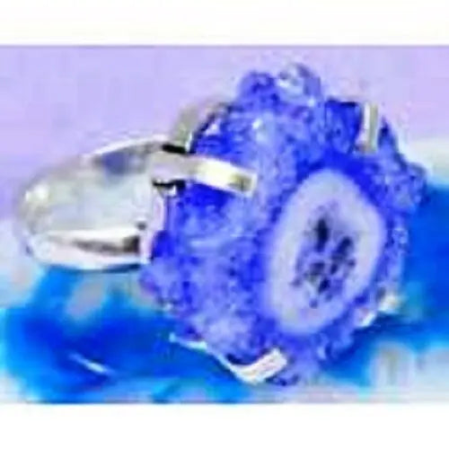 BLUE Solar Quartz & 925 Silver Handmade Designer Ring Size 8.5 G76-32523 "Handmade"