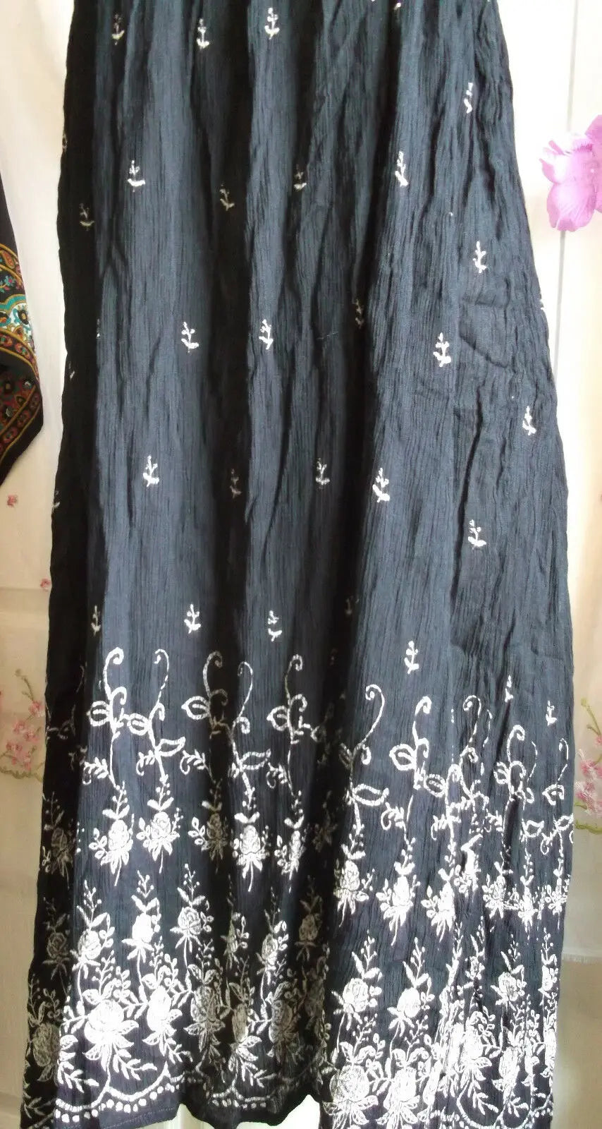 BLack Kushi crinkle cotton skirt-BOho/Festi/Beach/Summer-Kushi free size,floaty Kushi