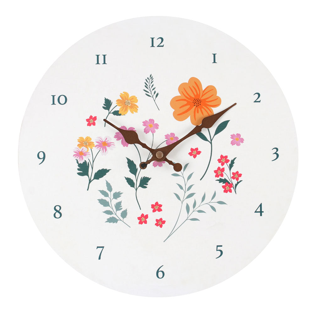 28cm Botanical Floral Wall Clock Wonkey Donkey Bazaar
