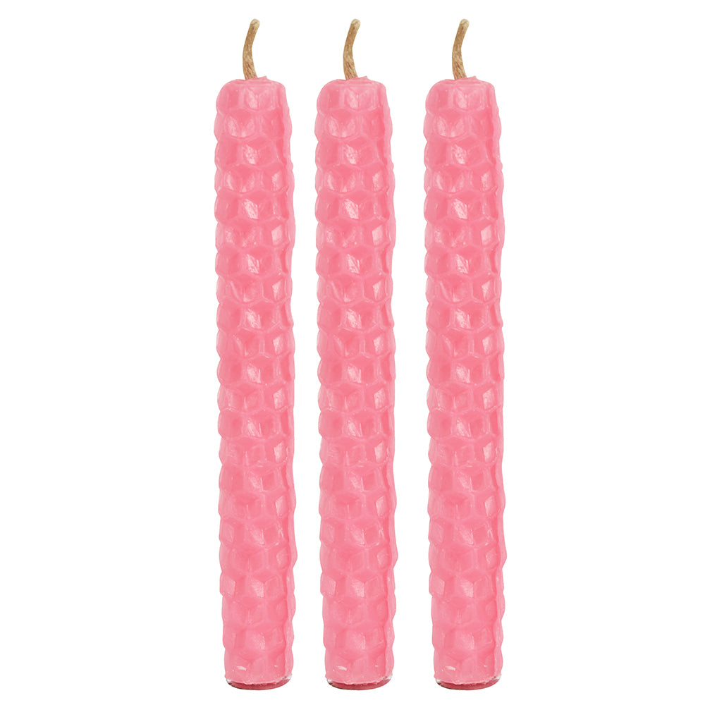 Set of 6 Pink Beeswax Spell Candles Wonkey Donkey Bazaar