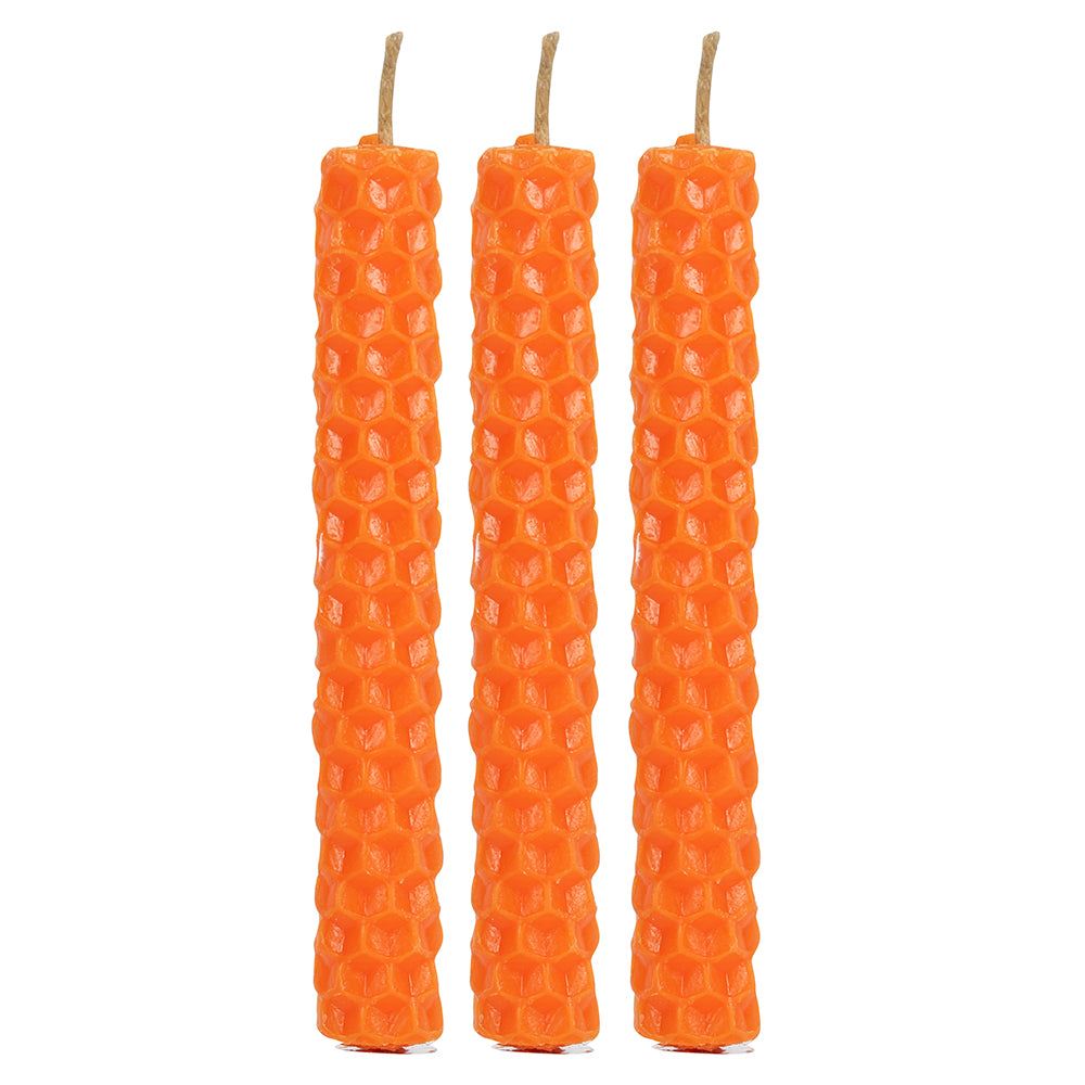 Set of 6 Orange Beeswax Spell Candles Wonkey Donkey Bazaar