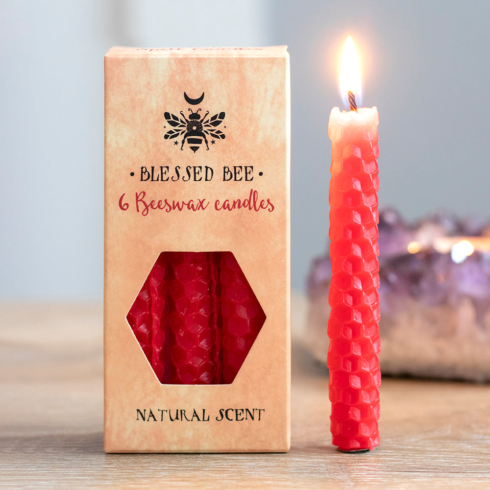 Set of 6 Red Beeswax Spell Candles Wonkey Donkey Bazaar