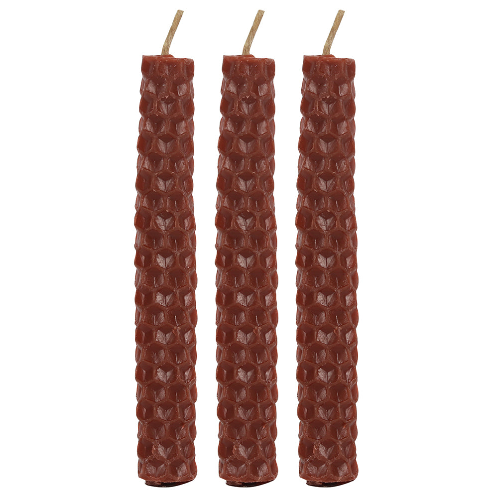 Set of 6 Brown Beeswax Spell Candles Wonkey Donkey Bazaar
