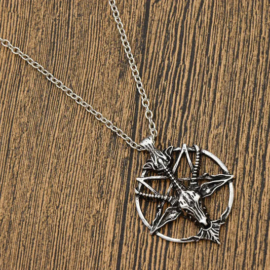Baphomet Vintage Goat Head Skull pentacle Pendant Necklace Jewellery Unisex Unbranded