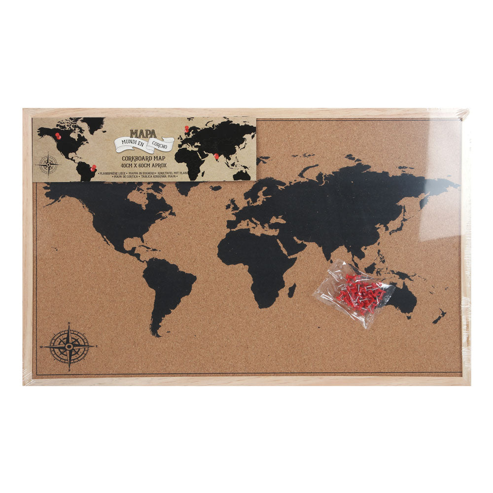 40x60cm Framed Travel Cork Board Map Wonkey Donkey Bazaar