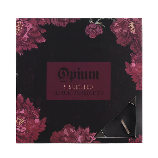Pack of 9 Opium Scented Black Tealights Wonkey Donkey Bazaar