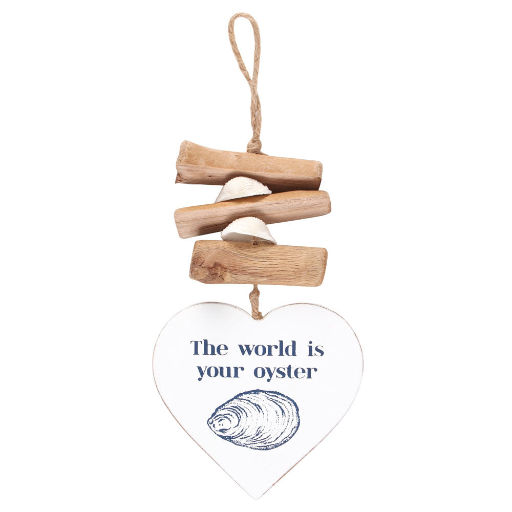 The World is Your Oyster Driftwood Heart Sign Wonkey Donkey Bazaar