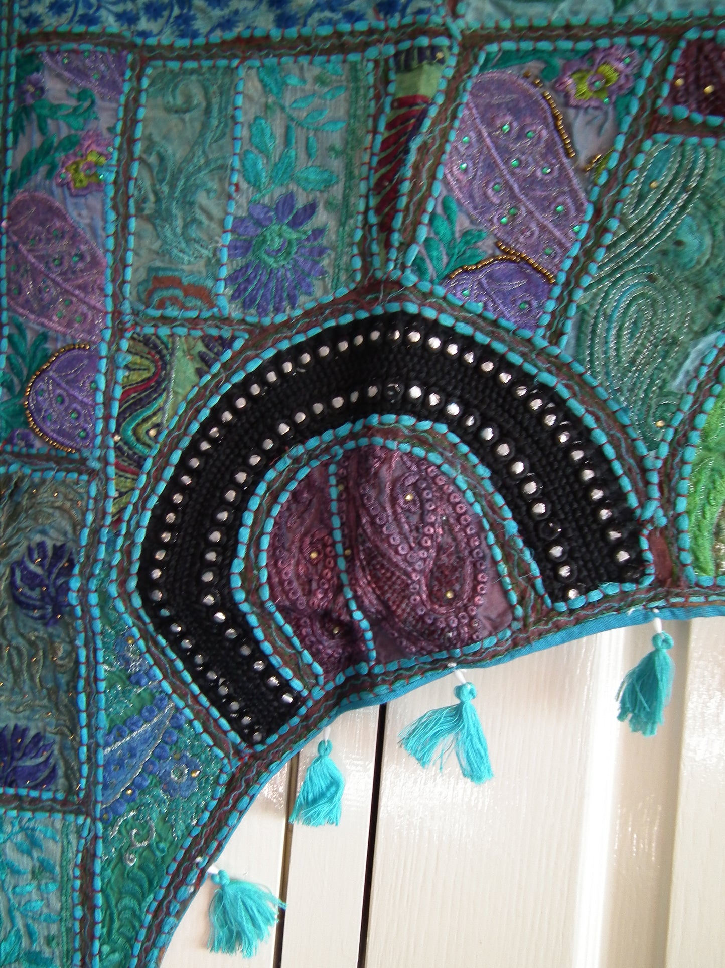 WALL HANGINGS-patchwork with tassles, embroidery Wonkey Donkey Bazaar