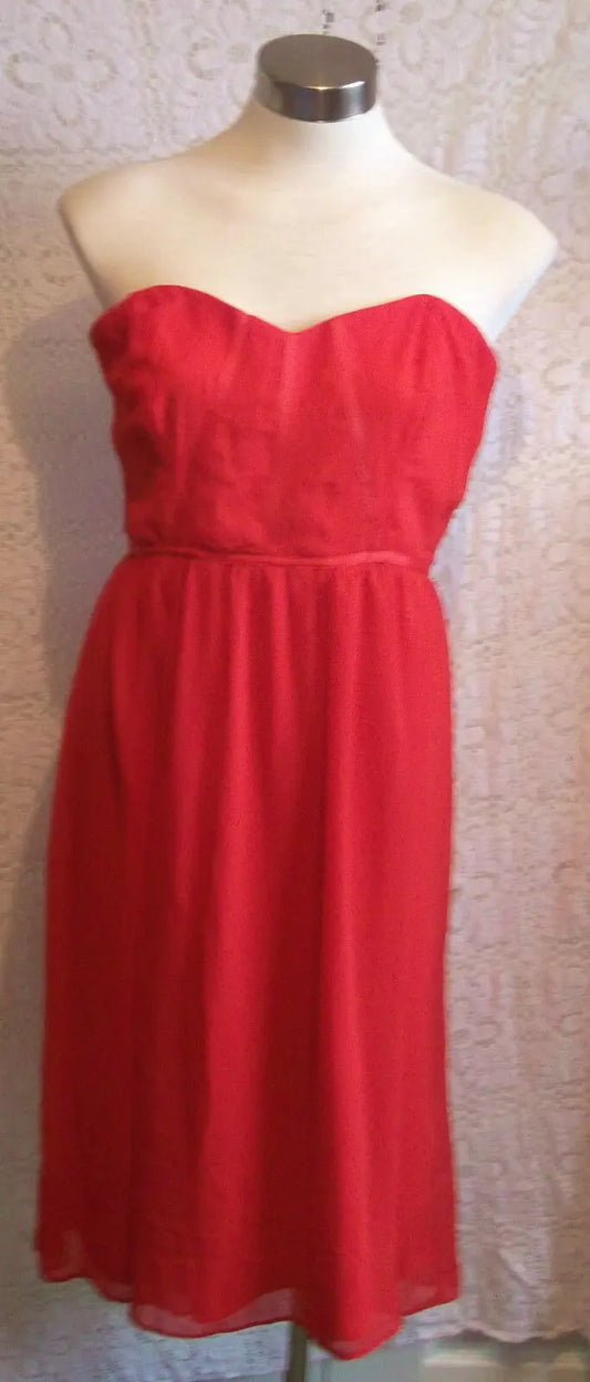 FAB BANDEAU SCARLETT CHIFFON STRAPLESS DRESS.LINED,SIZE14,GENEROUS CUT LOVE LABEL