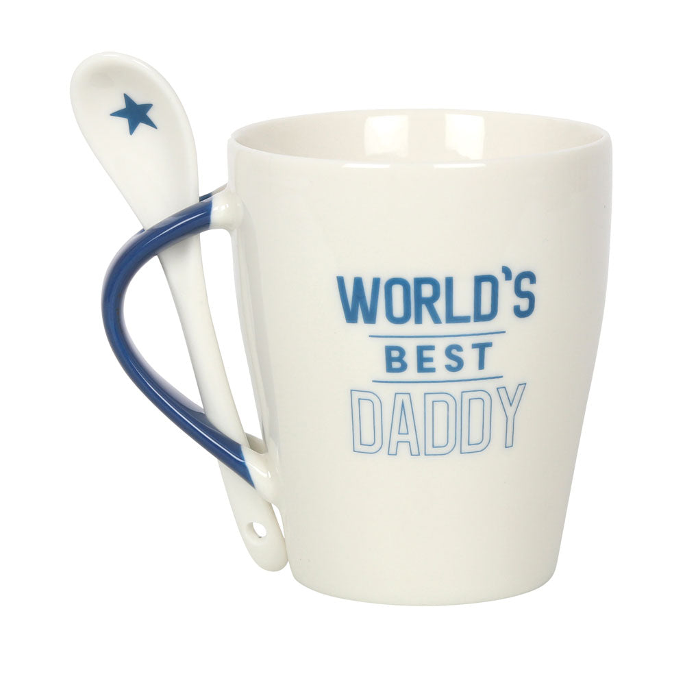 World's Best Daddy Ceramic Mug and Spoon Set Wonkey Donkey Bazaar