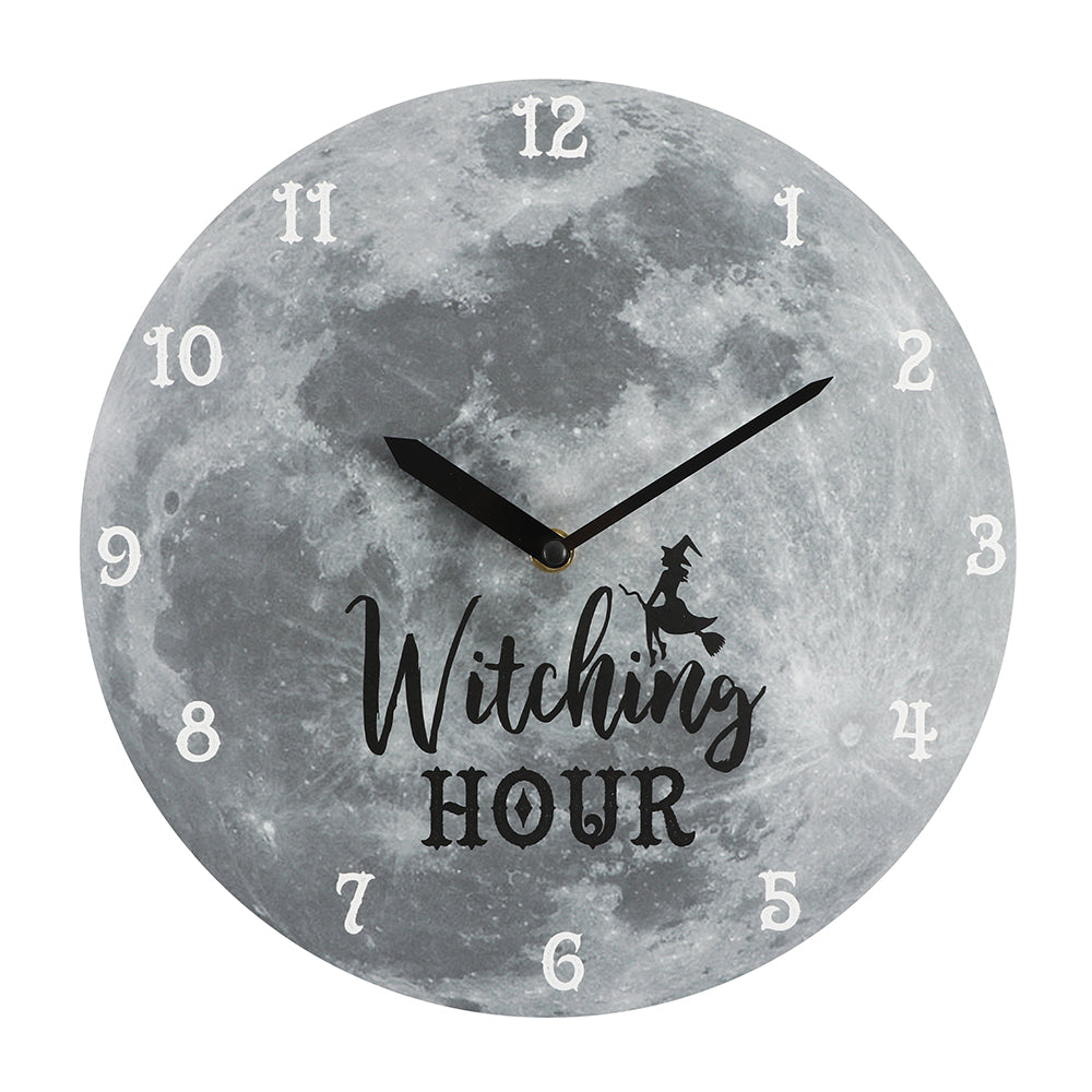 28cm Witching Hour Moon MDF Clock Wonkey Donkey Bazaar
