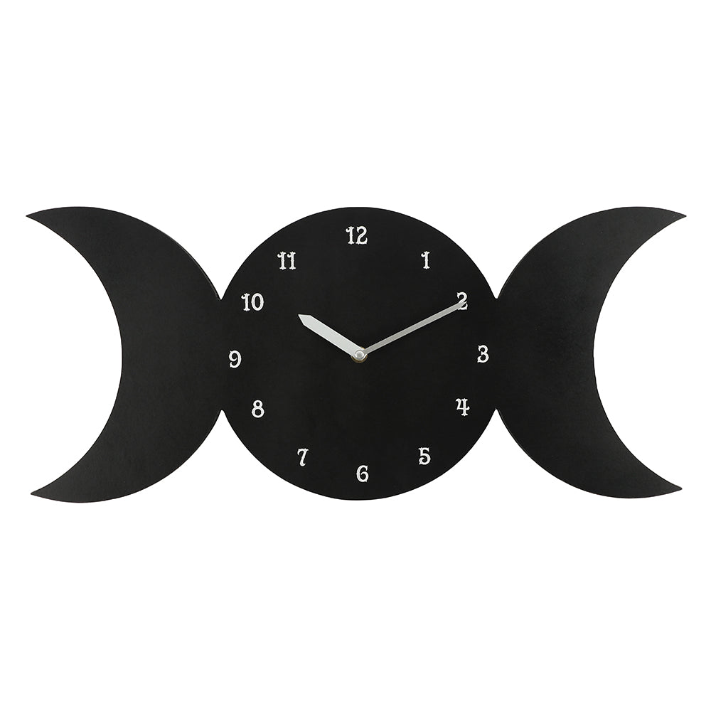 Black Triple Moon MDF Clock Wonkey Donkey Bazaar