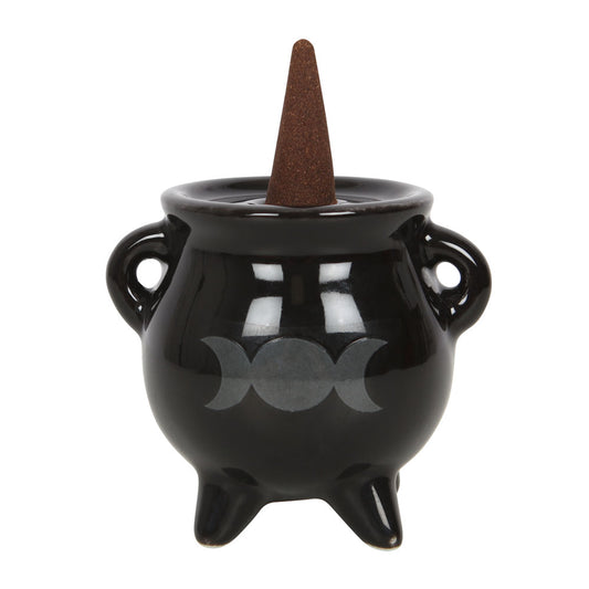 Triple Moon Cauldron Ceramic Incense Holder Wonkey Donkey Bazaar