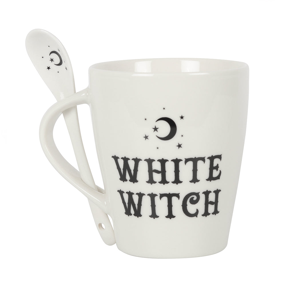 White Witch Mug and Spoon Set Wonkey Donkey Bazaar