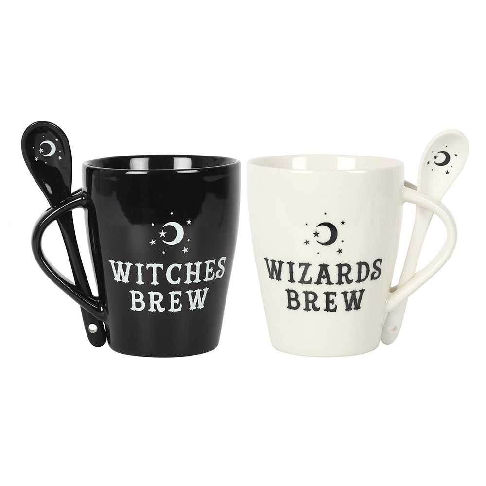 Witch and Wizard Couples Mug and Spoon Set Wonkey Donkey Bazaar