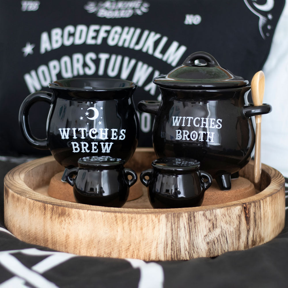 Witches Broth Cauldron Soup Bowl with Broom Spoon Wonkey Donkey Bazaar
