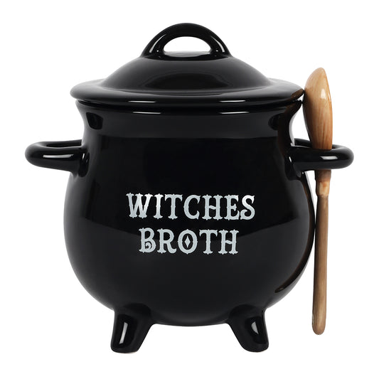 Witches Broth Cauldron Soup Bowl with Broom Spoon Wonkey Donkey Bazaar