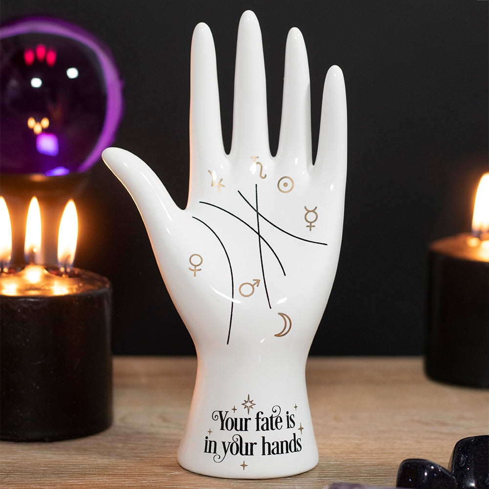 White Ceramic Palmistry Hand Ornament Wonkey Donkey Bazaar