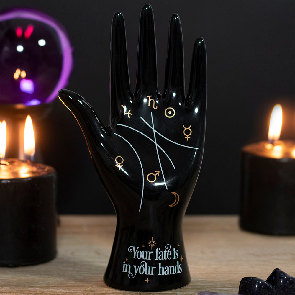 Black Ceramic Palmistry Hand Ornament Wonkey Donkey Bazaar