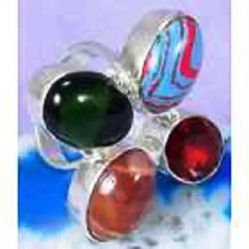 FUNKY Multi Gemstone & 925 Silver Handmade Designer Ring Size 8.5 G76-32502 "Handmade"