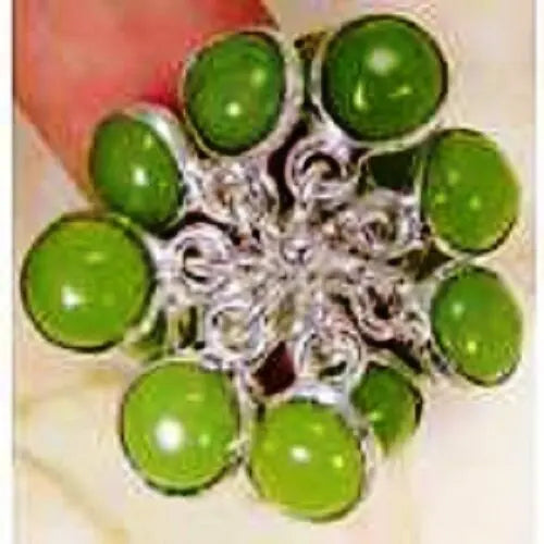 FUNKY UNUSUAL Green Jade & 925 Silver Handmade Stylish Ring Size N G57-26694 "Handmade"
