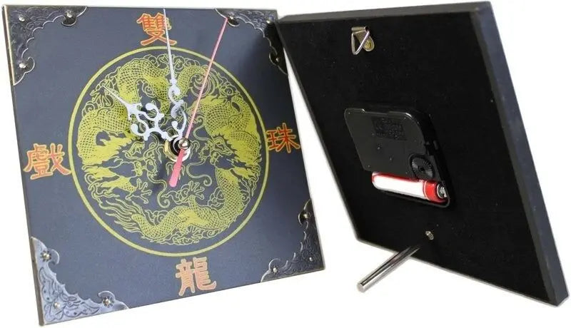 Funky Feng Shui Clocks-small -2 DragonsPlayBall-HappyTimes 2x15x15cm-boxed Ancient Wisdom