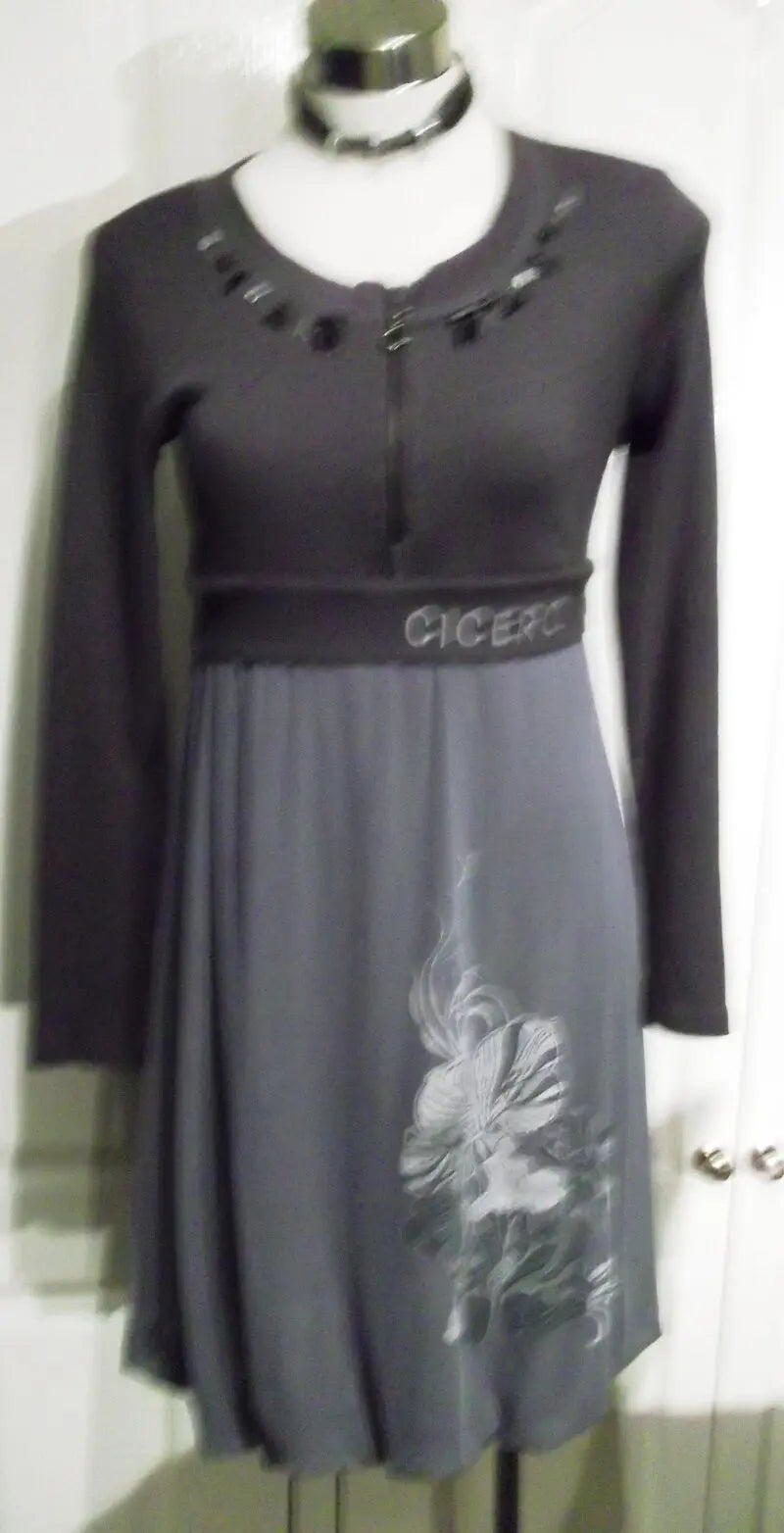 Funky Unusual Grey Jumper Dress by CICERO, Size Small/Medium CICERO
