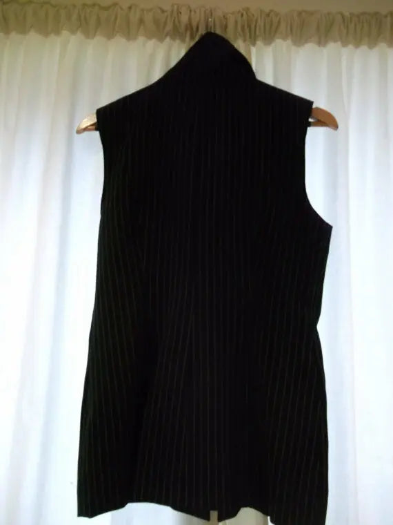 Funky Vintage Chic/Steam Punk UNISEX Black pin-stripe, fitted Waistcoat -size 10 Unbranded