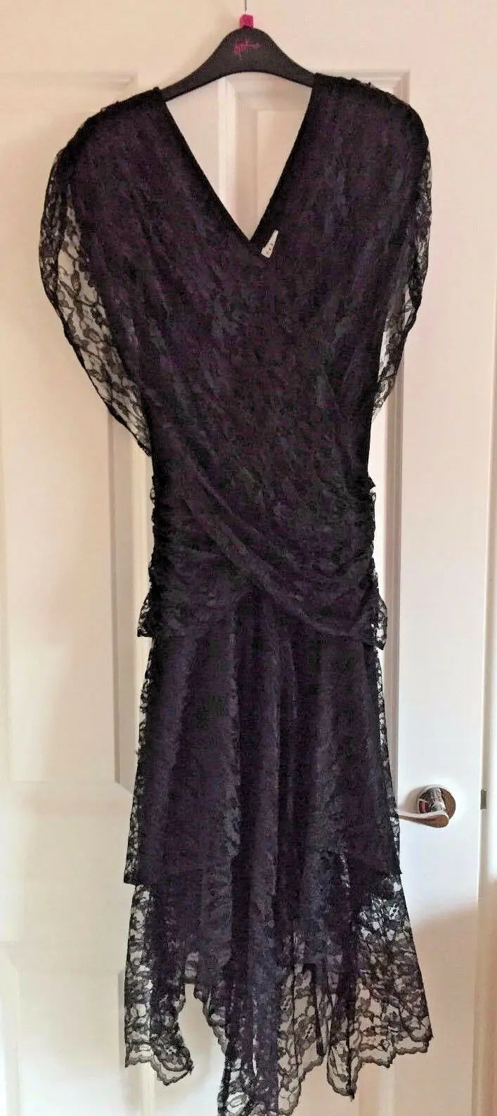 Futures 1980s Vintage Original Black Lace Madonna Gothic Wedding Style Dress 12 Futures