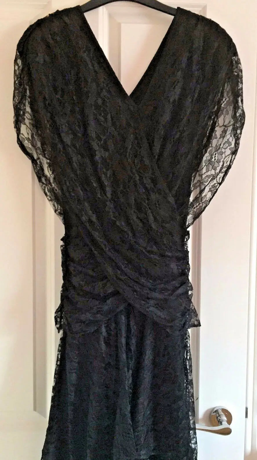 Futures 1980s Vintage Original Black Lace Madonna Gothic Wedding Style Dress 12 Futures