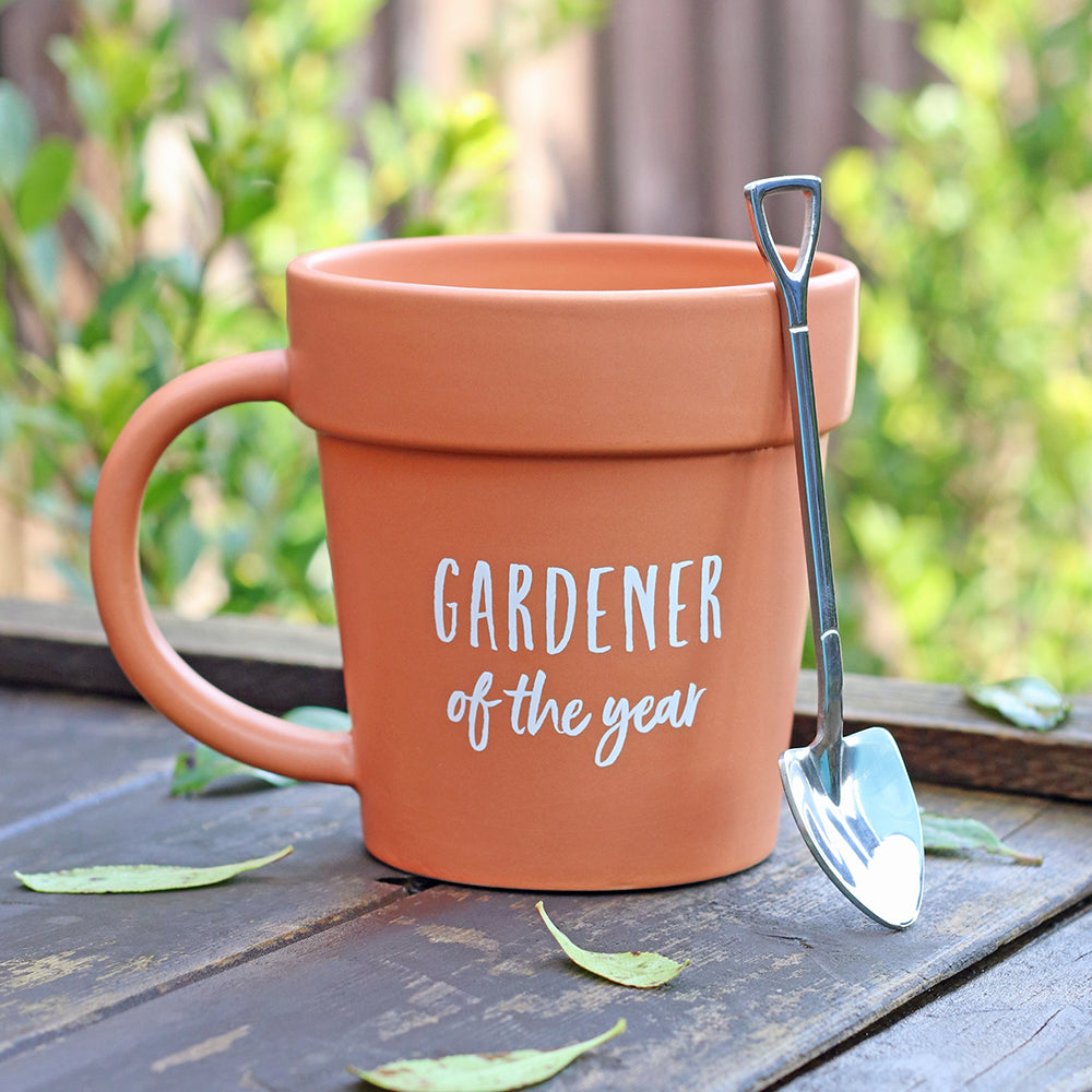 Gardener of the Year Pot Mug and Shovel Spoon Wonkey Donkey Bazaar