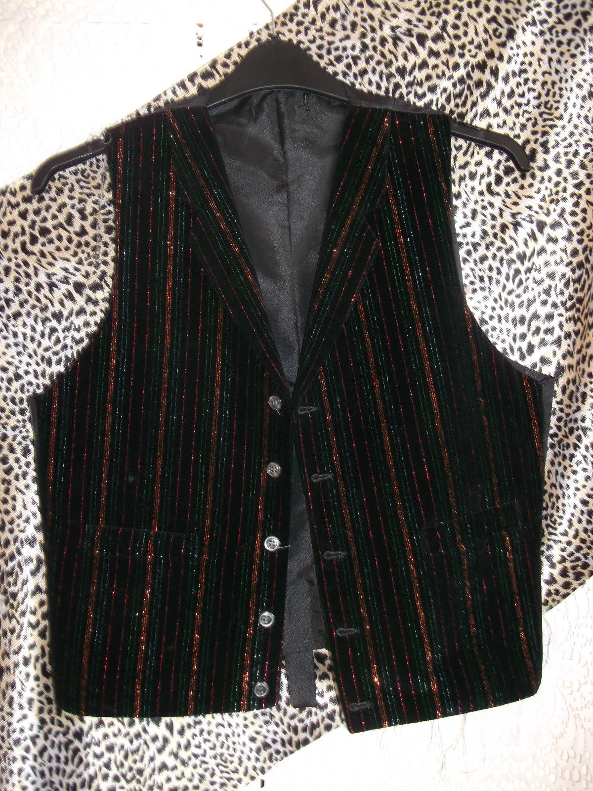 steampunk Unisex Funky BLACK GLITTERY waistcoat-.size 46" chest/XL Wonkey Donkey Bazaar