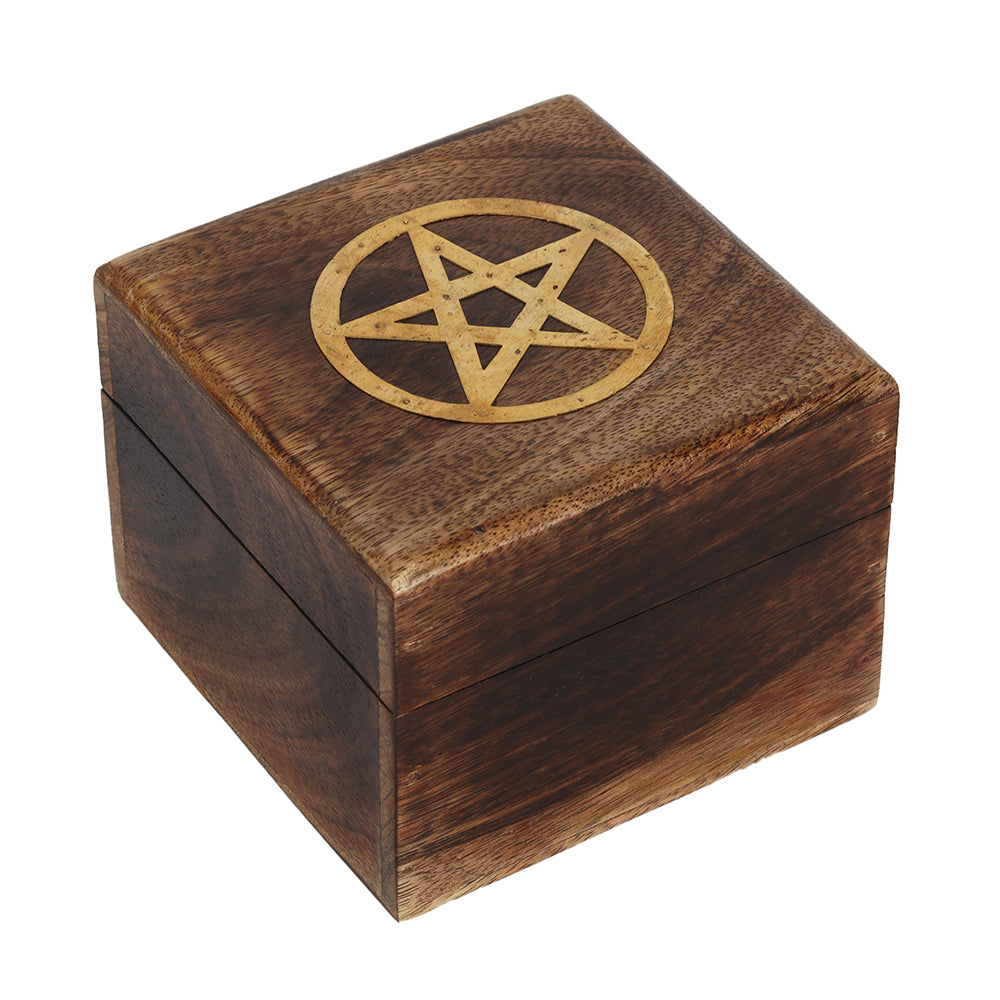Pentagram Brass Inlay Wooden Box Wonkey Donkey Bazaar
