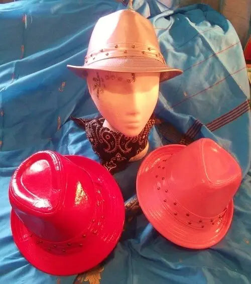 Gangstar/CosPlay/Top hat/Trilby all *NEW*Fancy Dress-Pink/red/silver with studs Unbranded