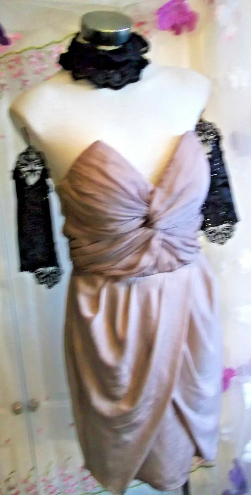 Gorgeous H&M dusky pink sweetheart strapless dress corset size 12 H&M