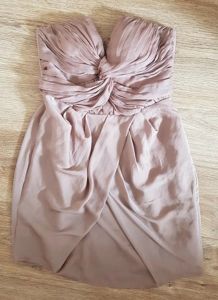 Gorgeous H&M dusky pink sweetheart strapless dress corset size 12 H&M
