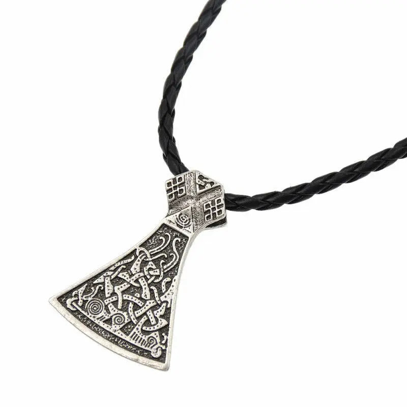 Gothic Retro Jewelry Mammon Axe Shape Pendant Mens Norse Vintage Necklace Gift Unbranded