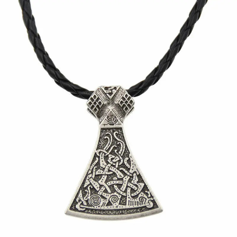 Gothic Retro Jewelry Mammon Axe Shape Pendant Mens Norse Vintage Necklace Gift Unbranded