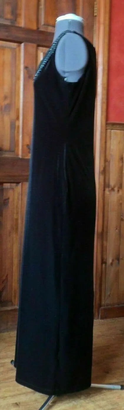 Gothic, black velvet full length, vintage gown with cowl neck. Size 12 Yessica (C&A)