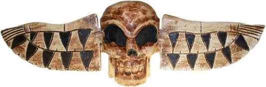 HALLOWEEN/PAGAN/ BALINESE wood SKULL & BONES funky Flying Skull Mobile16x52x11CM Unbranded