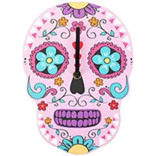 HALLOWEEN/PAGAN Blue Candy Skull Clock/Day of the Dead H:25cm W:18cm D:2.5cm Unbranded