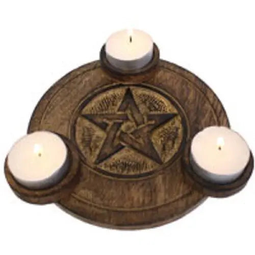 HALLOWEEN/PAGANgothic/wiccan/ triple moon CANDLE HOLDERS-H:6.5cmW:7cmD:5.5cm Unbranded