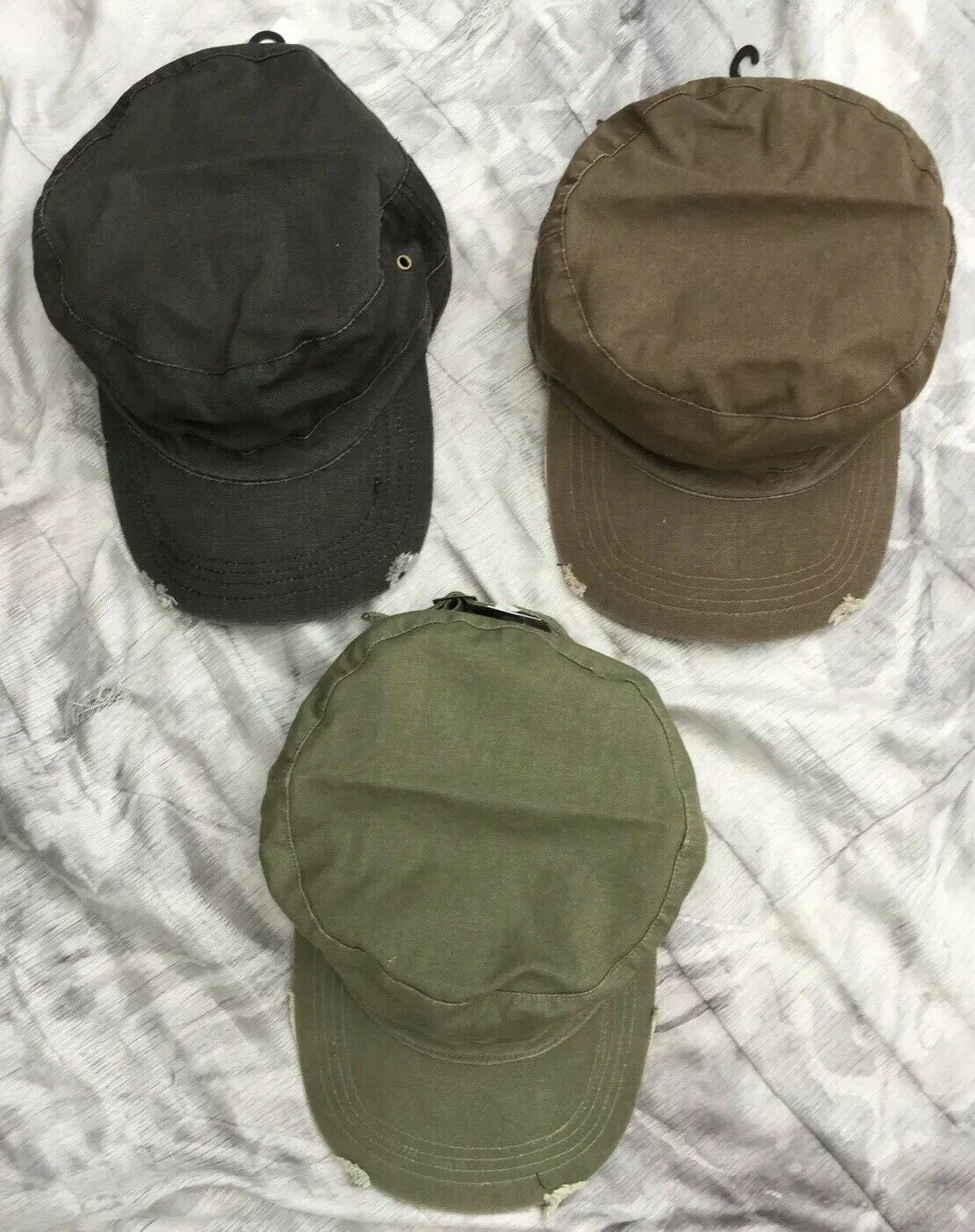 new PEAK CAPS CADET STYLE HATS IN 3 COLOURS IN distressed cotton.adjust sizing Wonkey Donkey Bazaar